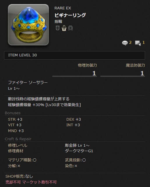 初心者の館の報酬：ビギナーリング