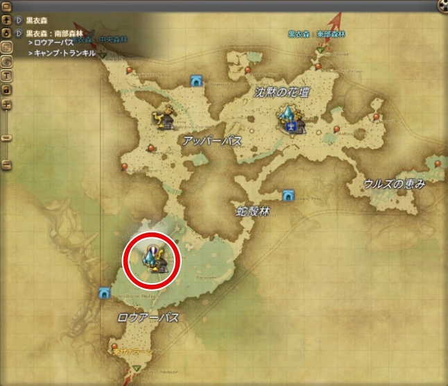FF14のバディの解放場所の地図